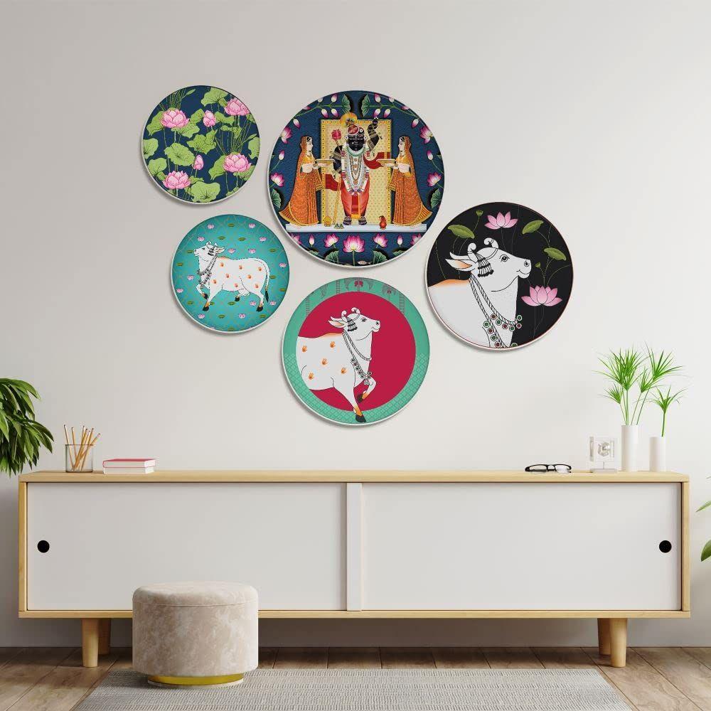 

Wall decor items for living room | Metal Wall décor | Gift items for women and men | wall art | wall showpiece | Set of 5 plates