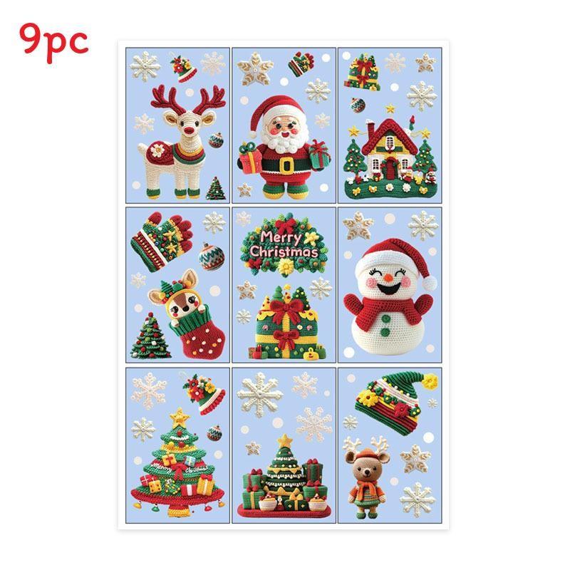 Static Cling Christmas Sticker Snowman Christmas Tree Decor Set Festive Display