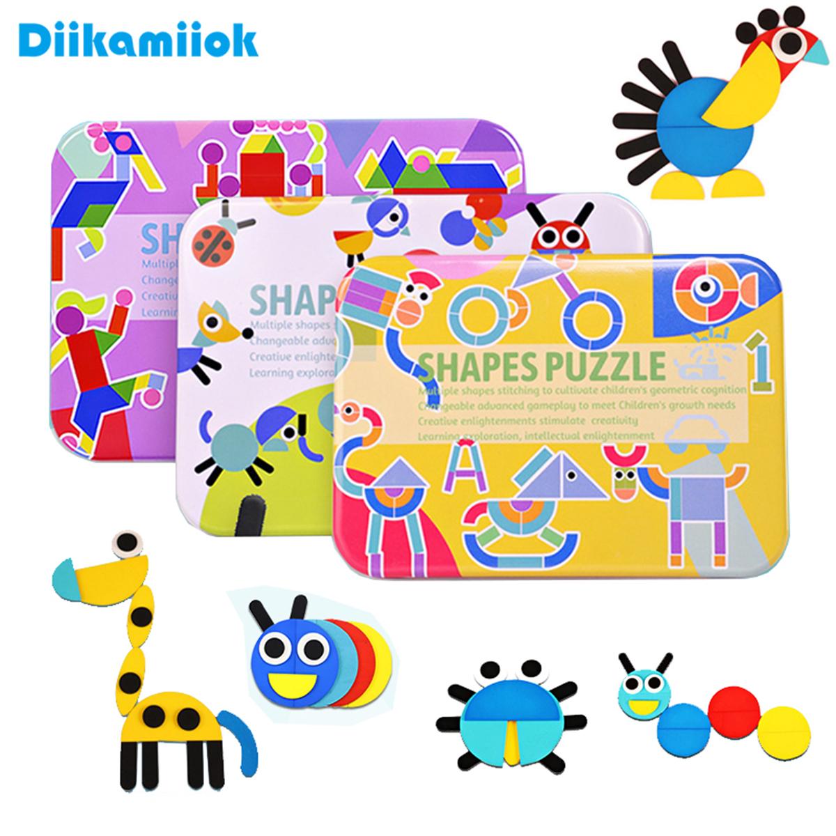 Activating Toys Wooden 3D Puzzles For Kids Montessori Games Children Learning Educational Toys Wood Geometric Shapes Puzzle Tangram Jigsaw Board