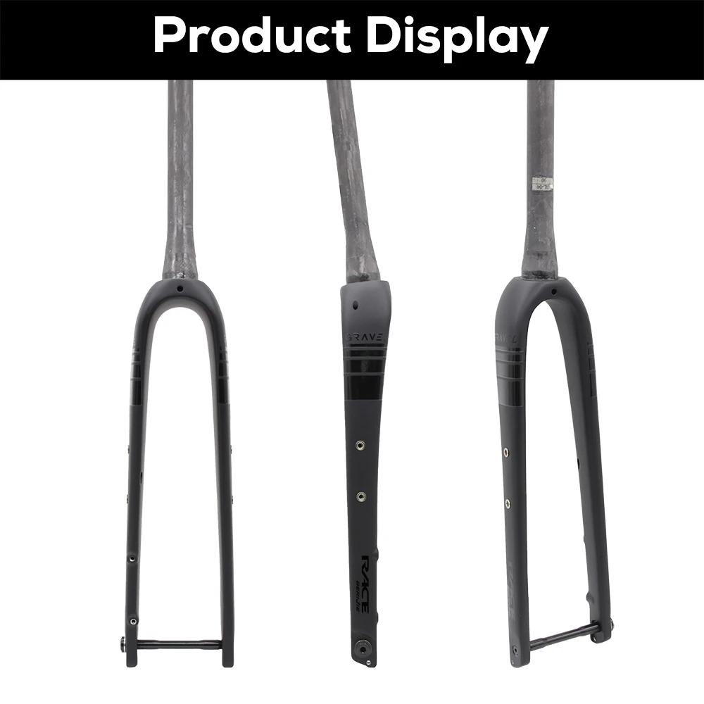 New RACE Carbon Fiber Gravel Front Fork,Half Internal Cable,Straight/Tapered Tube,Max Tire 700C x 45C,Thru Axle 12x100mm Or QR