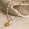 Youthway Personality Sun Pendant Necklace Elegant Multi-Pearl Chain Romantic Birthday Gift For Women Statement Jewelry Accessory