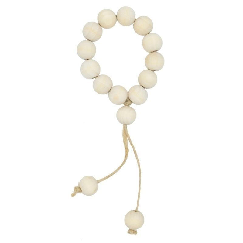 4Pcs Natural Wooden Bead Napkin Rings for Weddings Home Decor