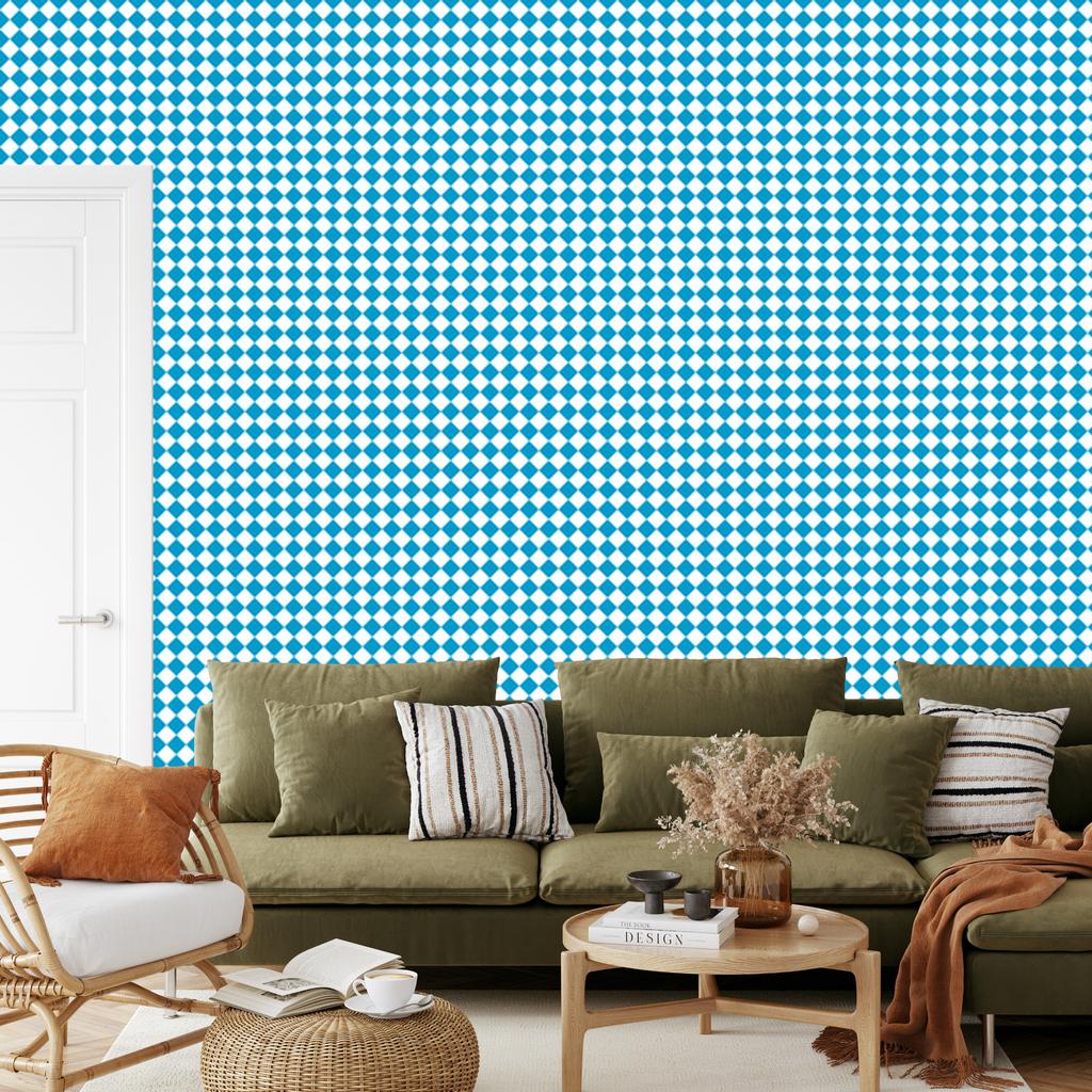 Geometric rhombus wallpaper in celadon, turquoise and white 50x1000
