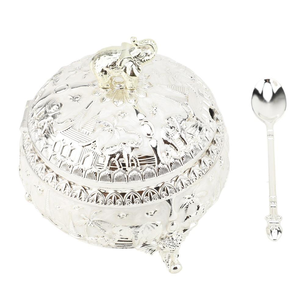 2pcs Zinc Alloy Sugar Pot Glass Sugar Container Sugar Bowls Seasoning Pot  Bar Use