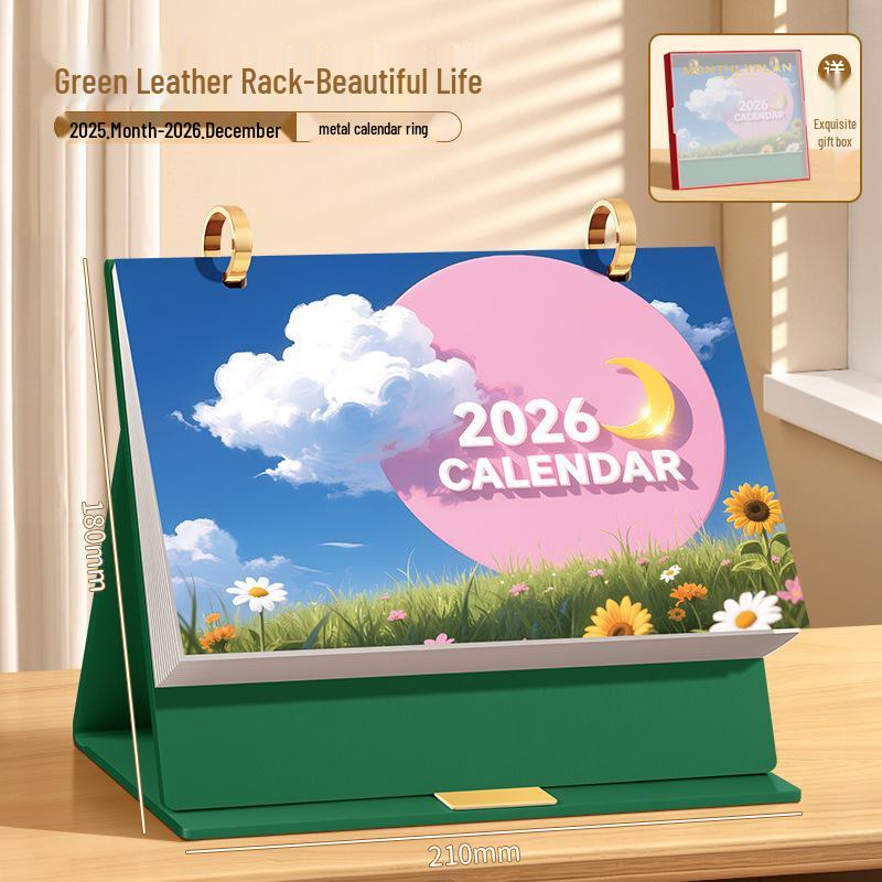 Calendario de Oficina de Cuero Personalizado 2026: Adorno de Calendario de Mesa Mensual Creativo para Negocios y Promociones