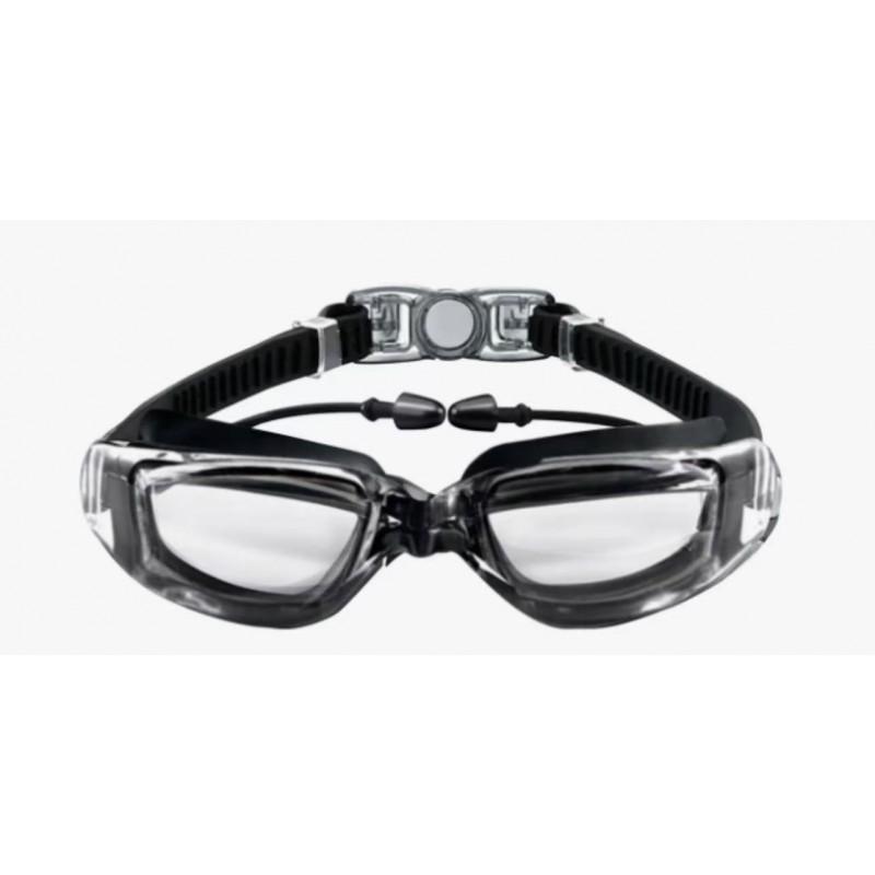 Adult Waterproof Anti-Fog Swim Goggles Myopia Electroplated Large Frame Earplug Protective Glasses