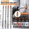 Extended Four-bladed Cross Impact Drill Bit Masonry Drill Bit  Concrete Drilling