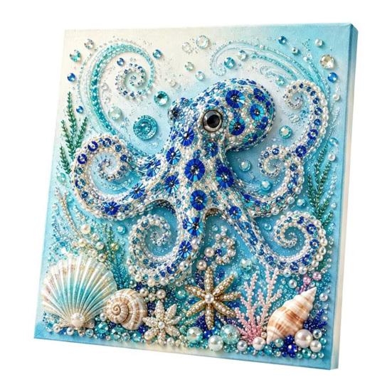 Easy Faux Pearl Crafting Project Ocean Painting Kit, Marine Life 3D Art DIY Beginner Friendly Kit Sea Turtle Fish Picture Craft Set for Adults,