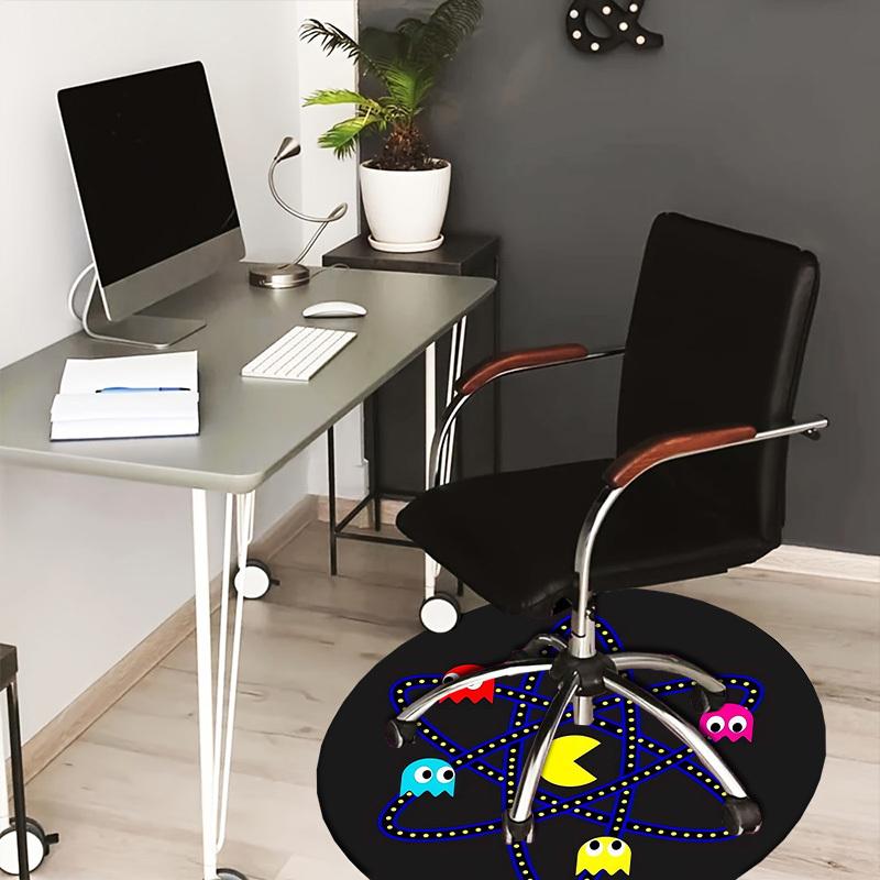 

1pc Pac Man Atom Round carpet, Made of Polyester,Perfect for Decorating Office Chairs, Living Rooms 80cm
