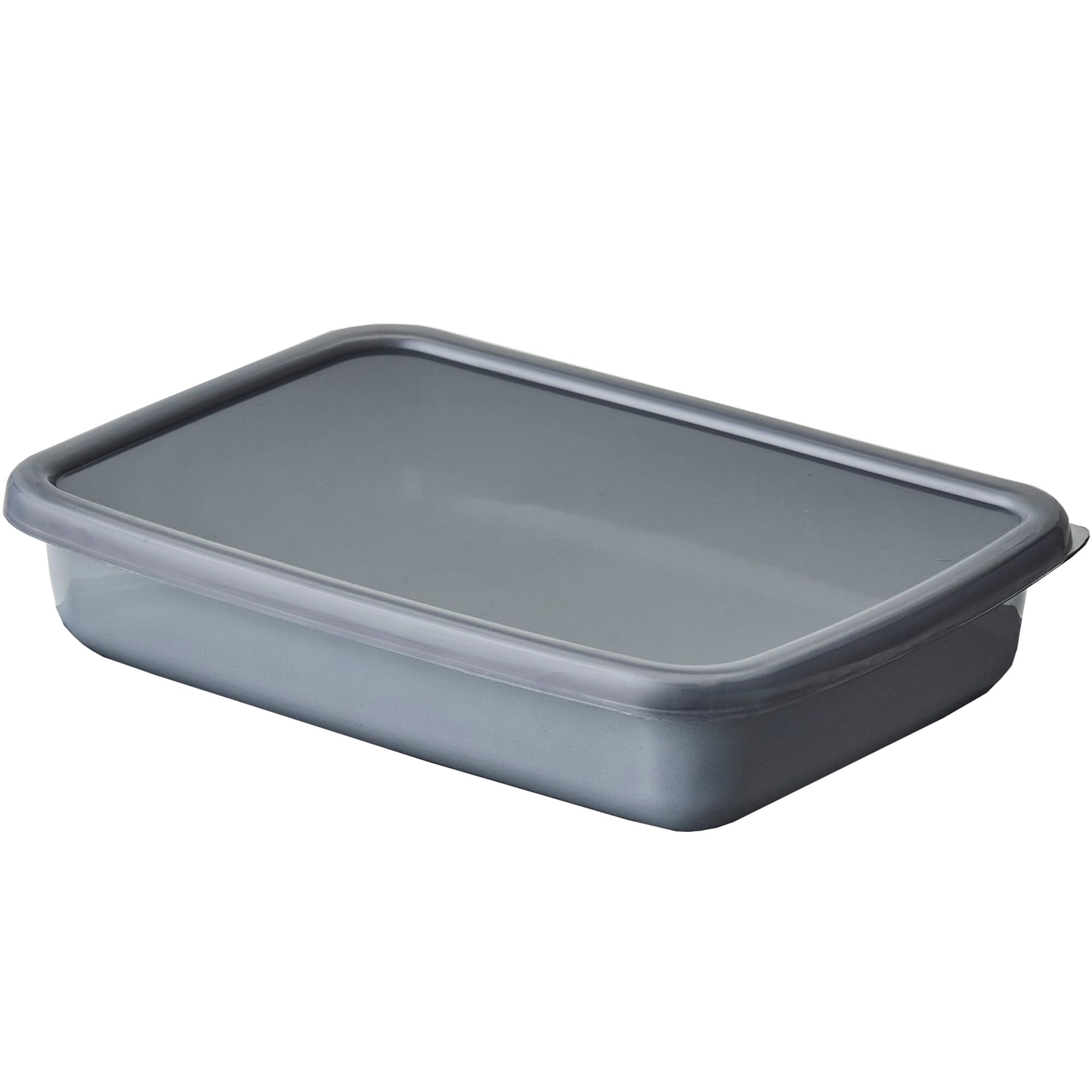 Nodahoro Enamel Storage Large with Sealable Visible Made in Japan Container, Heat-Resistant, Rectangular, Shallow, Size, Lid, Contents, +Gray Series,