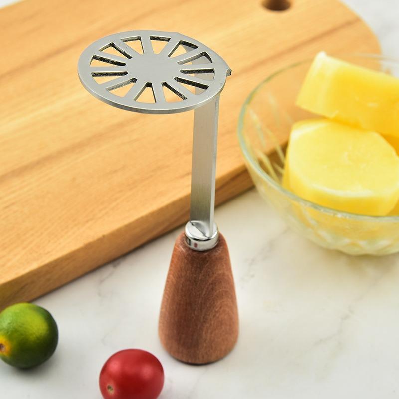 1PC Holzgriff Kartoffelpüree Presse Haushalt Babynahrung Masher Manuelle Püree Werkzeug