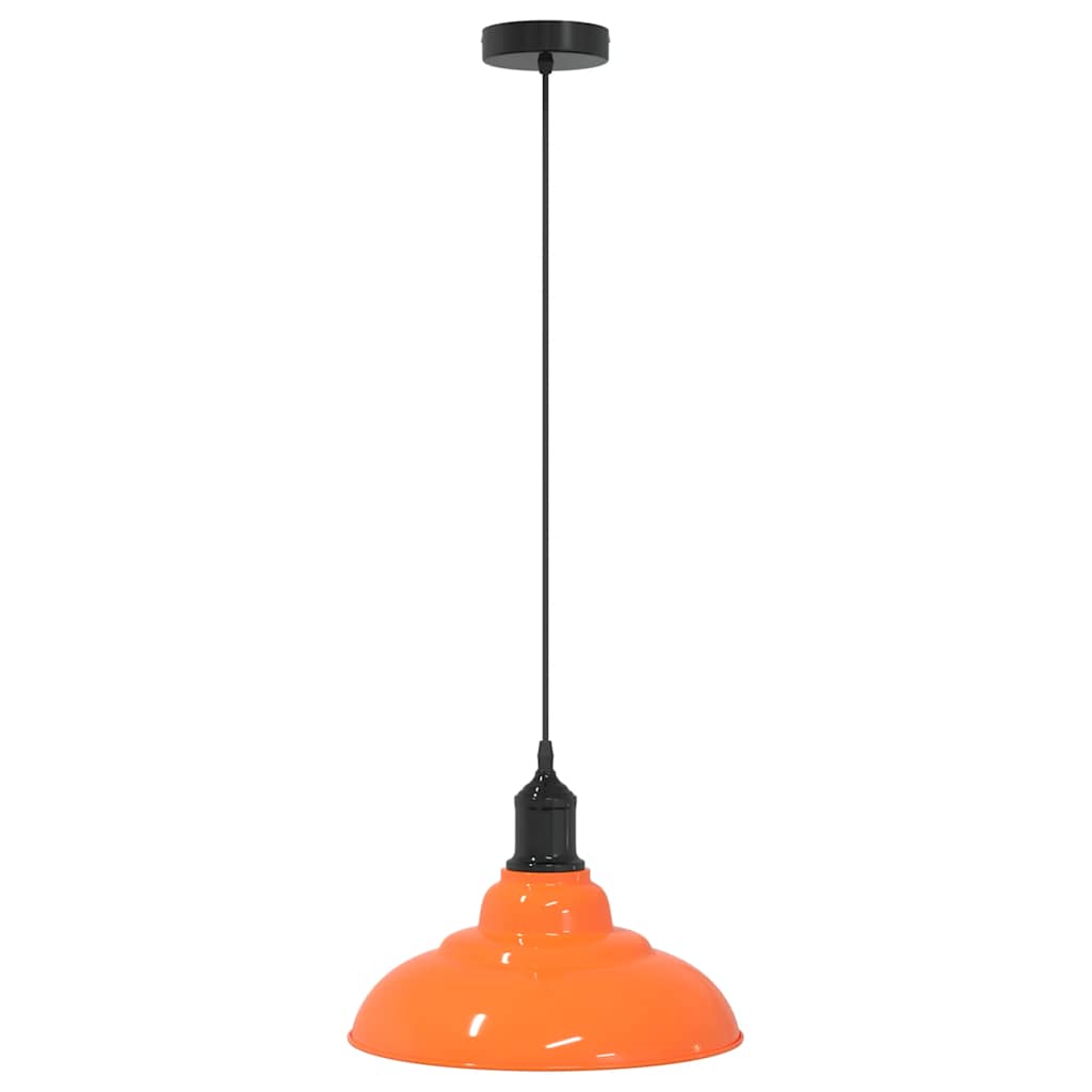 Adjustable Height Pendant Lamp E27 Orange Glossy Ø31 cm Metal