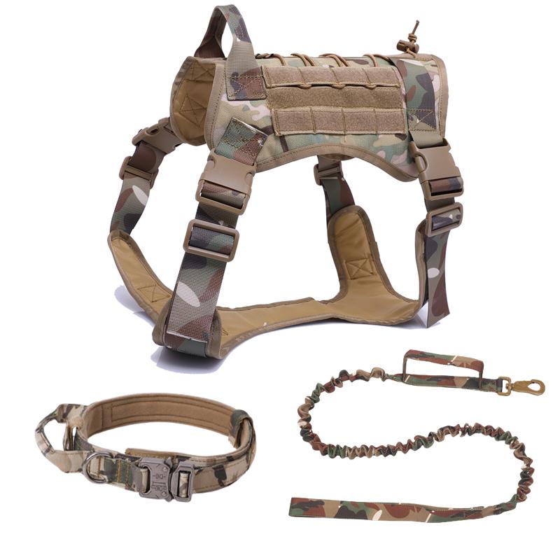 Tactisch Militair Vest voor Huisdieren Buiten Trainingsvest Hondentuig en Lijn Set Met Halsband Voor Middelgrote Grote Honden Duitse Herder