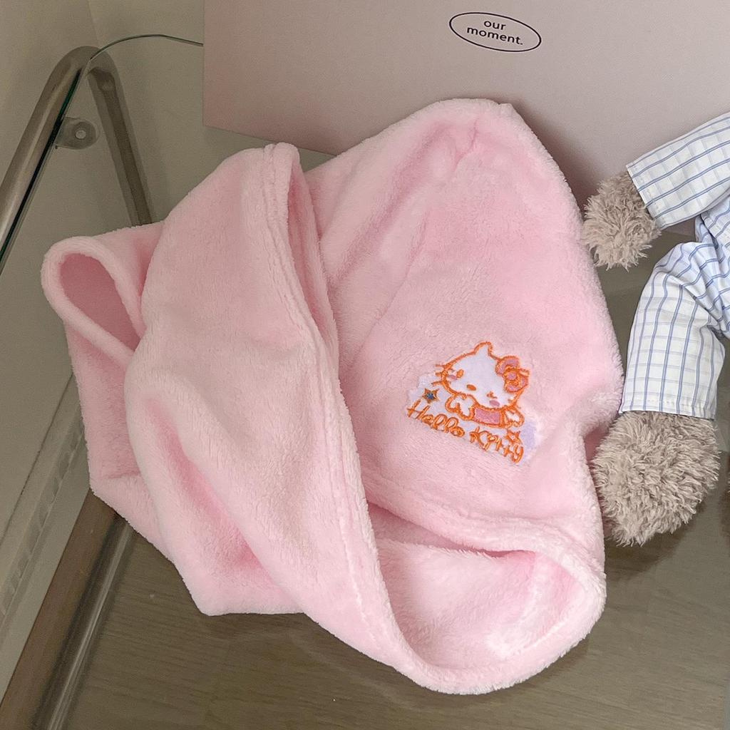 Naughty KT Cat Pink Quick-Dry Coral Fleece Hair Towel Cap