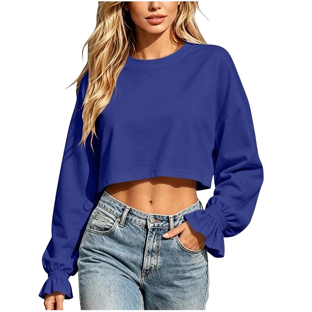 Women's Oversized Cropped Neck Sweatshirt for Casual Daily Wear