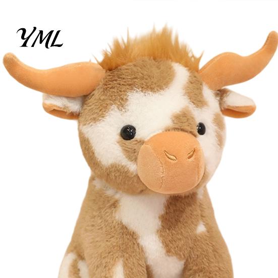 Cute Farmhouse Style Decor Highland Cow Stuffed Animal Toy, Soft Plush Scottish Cattle Doll, Photography Prop Farm Doll Present for Adults Kids
