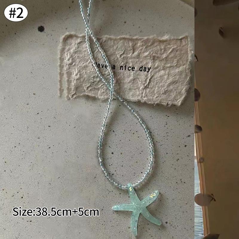 Starfish Shell Necklace Beach Vacation Style Pendant Necklace for Women Fashion Collarbone Chain Summer Sweet Jewelry Gift