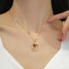 Light Luxury Temperament Gorgeous Ring Rose Necklace Women'S Versatile Collarbone Chain Titanium Steel Chain
