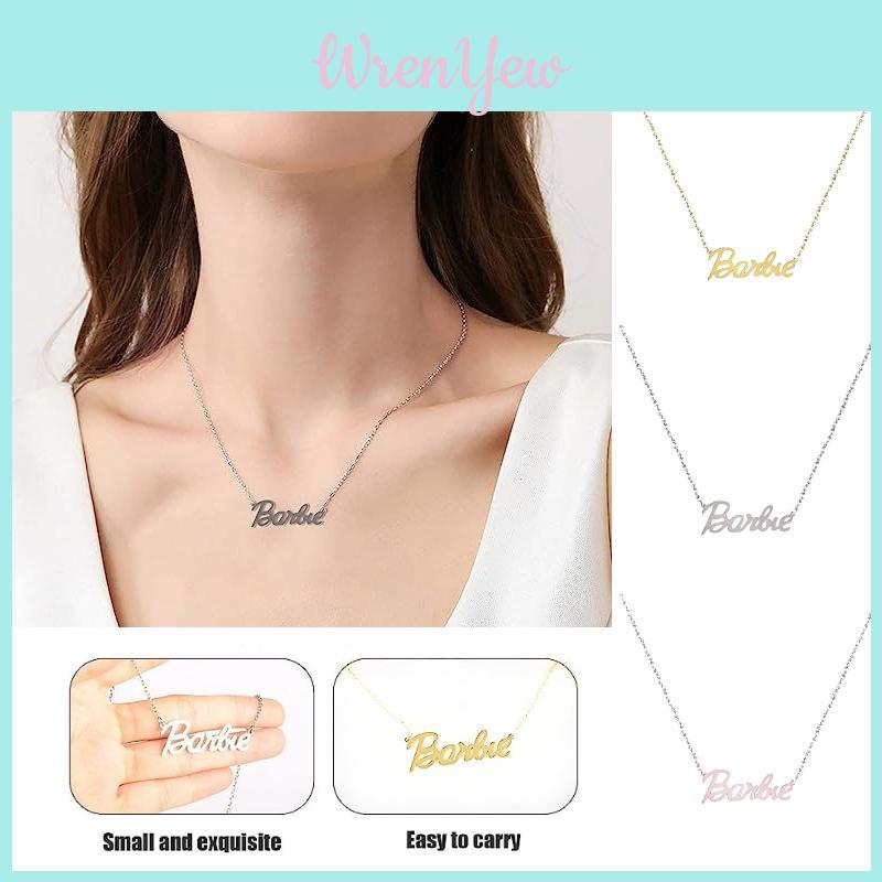 Versatile Barbie Alphabet Necklace Fashionable Steel Accessory With Polished Finish