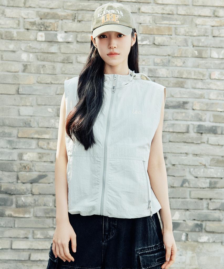 Lee Nylon Hooded Vest Light Grey