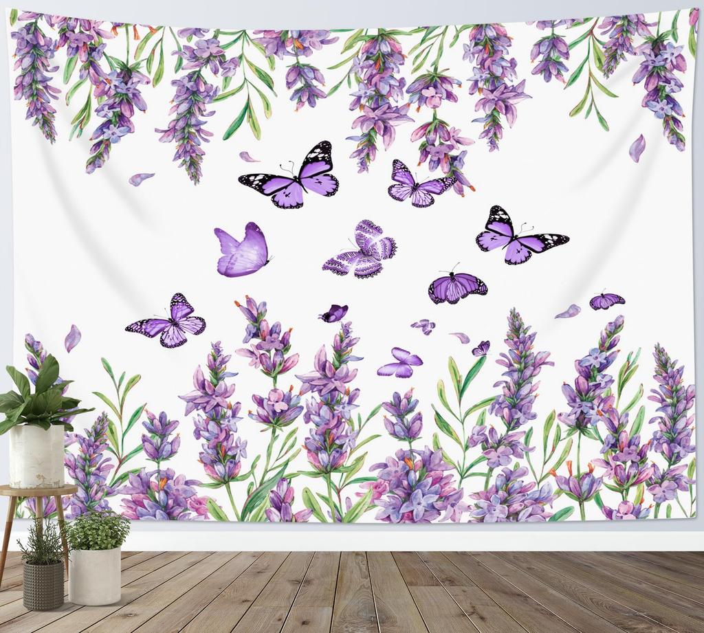 Purple Butterfly Tapestry Vintage Butterfly Tapestry Wall Hanging Fantasy Wall Art Living Room Bedroom Dorm Party Decorations