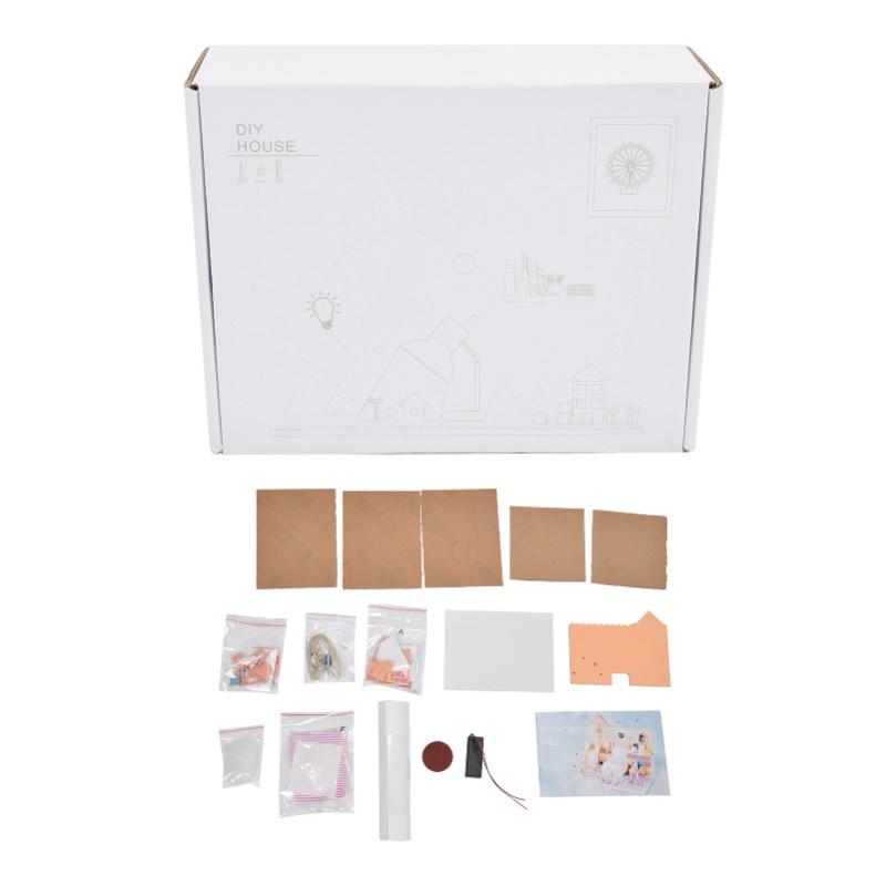 

Wooden Dollhouse Kit Miniature Handicraft Doll House Assembly Model Parts Children Gift рожевий