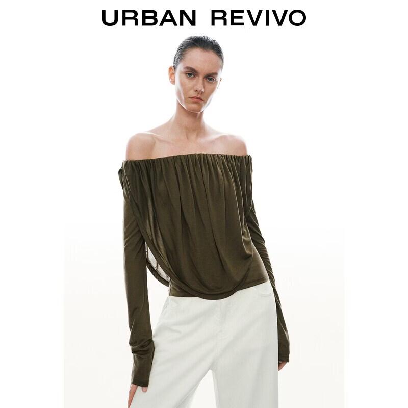 UR2026 Women s Pleated Drape One-Shoulder T-Shirt XL