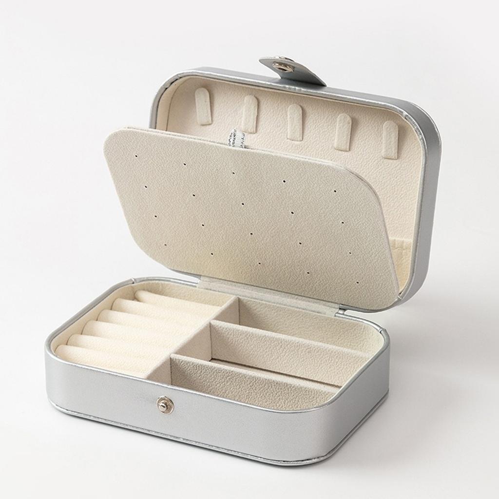 Tragbare Schmuckschatulle mit mehreren Fächern und Samtfutter - Reisefreundlicher rosa Schmuckorganizer für Accessoires