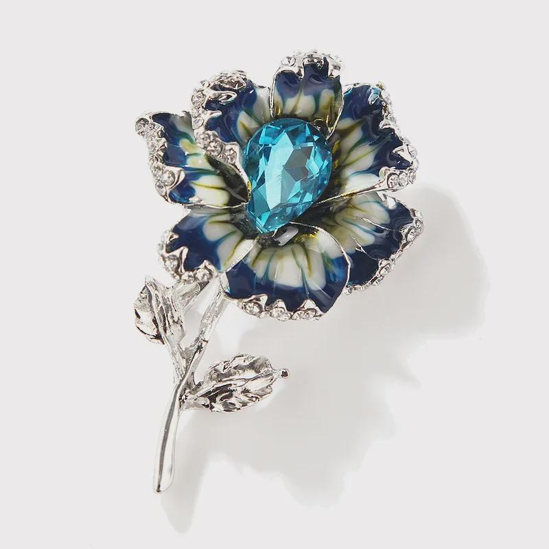Lanhao Crystal Glass Flower Brooch: European & American Creative Design
