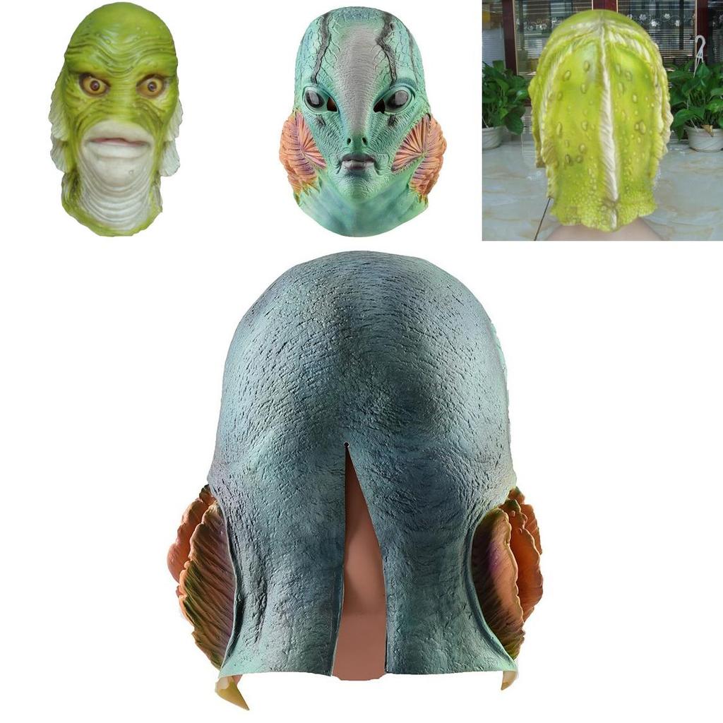 Monster Human Fish Head Mask With Latex Material For Costume Parties And Holiday Celebrations