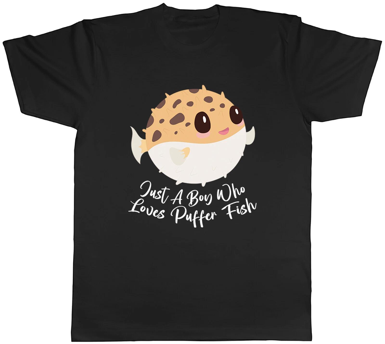 Boy who Loves Puffer Fish Mens T-Shirt Sea Ocean Unisex Tee Gift XXL