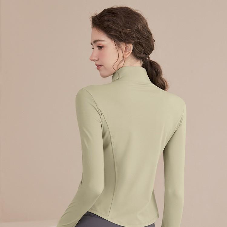 Stand-up collar velvet thickened yoga jacket women's spring outdoor running sports fitness long-sleeved zipper cycling top