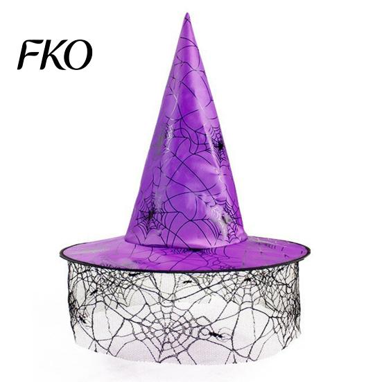 Halloween Witch Hat Wizard Hat, Adult Kids Cosplay Cone with Spider Leather Web Star Decor, Gothic Party Costume Prop, Trick or Treat Accessory