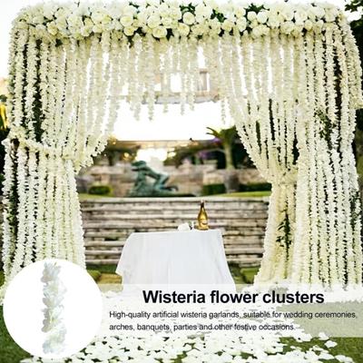 20/40 Pièces Guirlande de Fleurs de Glycine Artificielles 30CM Résistante aux UV Maison Mariage Fête Guirlande de Fleurs Artificielles Suspendue Intérieur Extérieur Décoration Blanche Fausse
