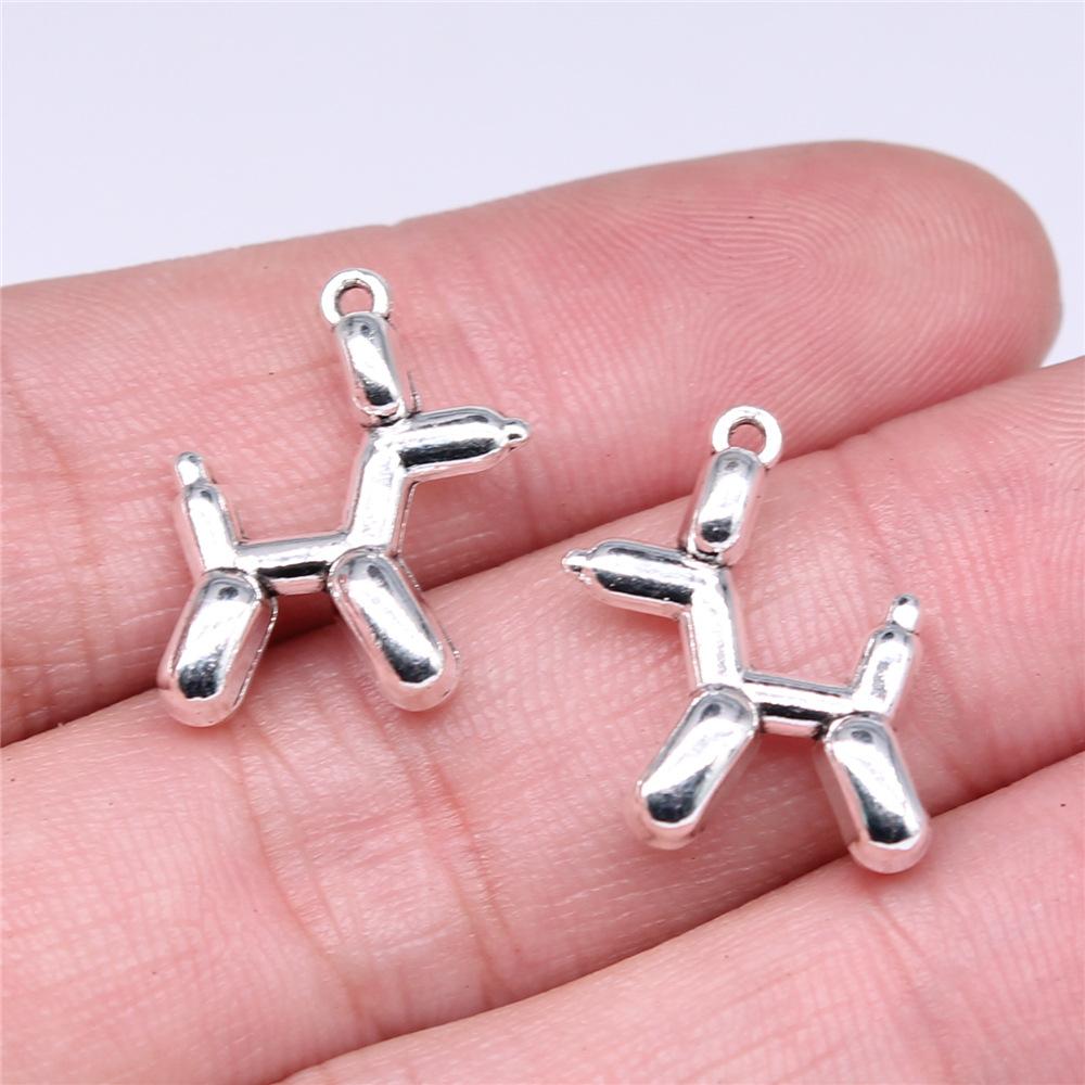 20pcs Puppy Dog Dachshund Bulldog Doghouse Charms Antique Silver Color Plated Pendants Jewelry Making DIY Handmade Craft