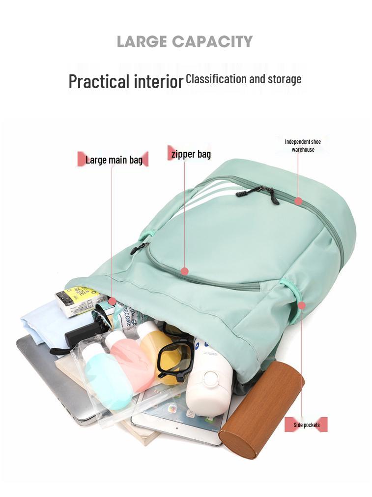 Women's Large Capacity Sports Drawstring Backpack with Shoe Compartment - Ideal for Basketball, Football, and Gym Use