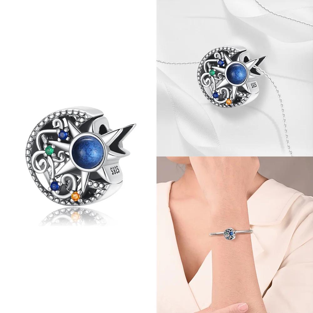 Colorful Zircon Planetary Space Starry Sunflower Beads Charms Fit Diy Original Bangle Bracelet Copper Women Jewelry Gift