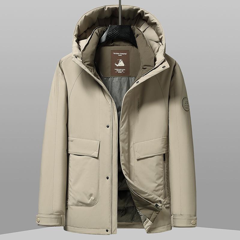 Herren Daunenjacke mit Kapuze für junge und mittelalte Männer, Winter, neu, Winter, warm und verdickt, lässig, trendig, Daunenjacke, Jacke für Männer