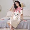 Women's Summer Short Sleeve Sleep Dress - Plus Size, Medium Length, Cute and Sweet