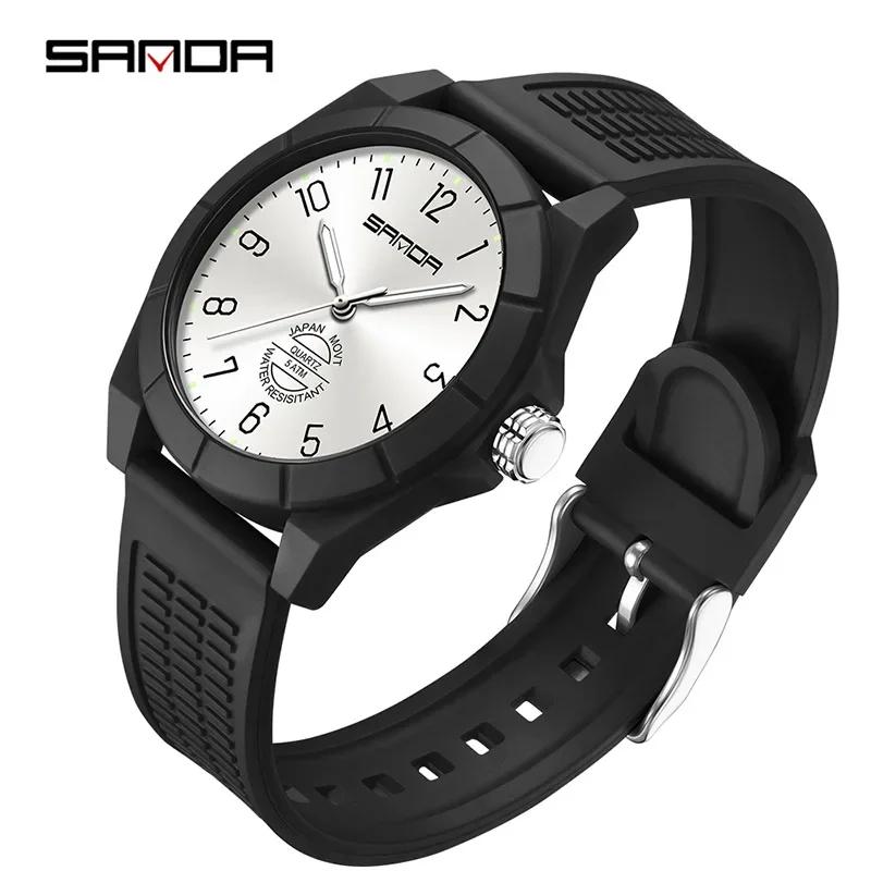 SANDA 6212 Sports Waterproof Student Quartz WatchMen And Women Student New Quartz Simple Watch Silicone Strap Multifunctional
