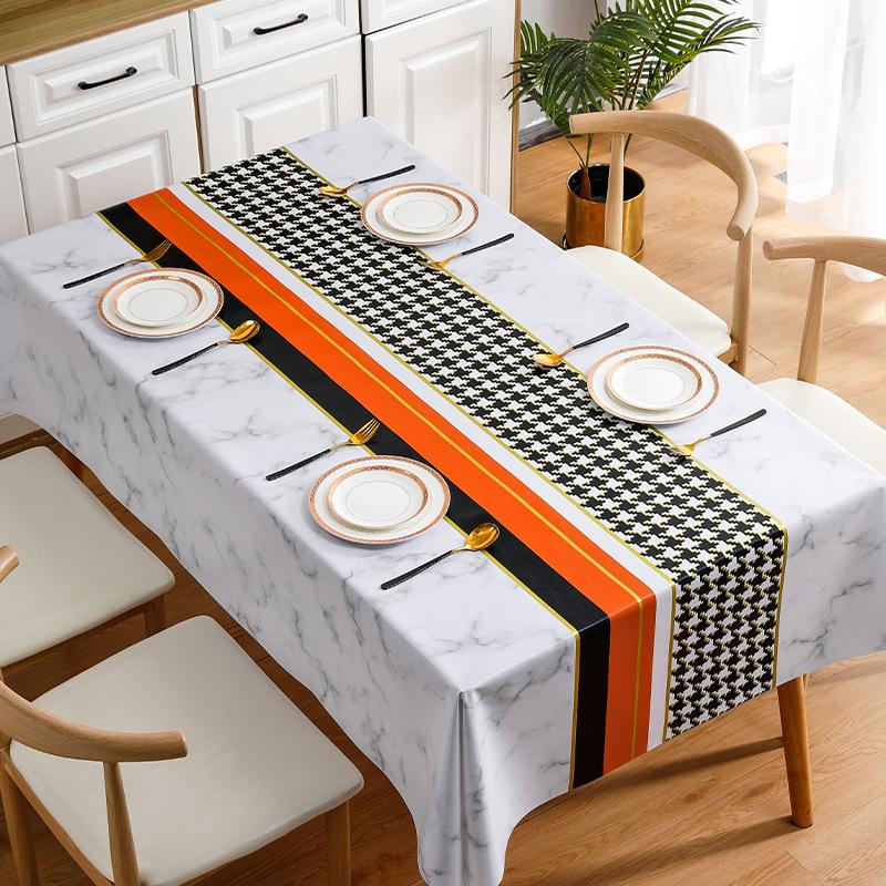 

Light Luxury Exquisite Thousand Bird Grid Pvc Tablecloth Waterproof And Oil-Proof Coffee Table Cloth Ins Wind Dining Table Cloth Yarn Cloth 140*140cm