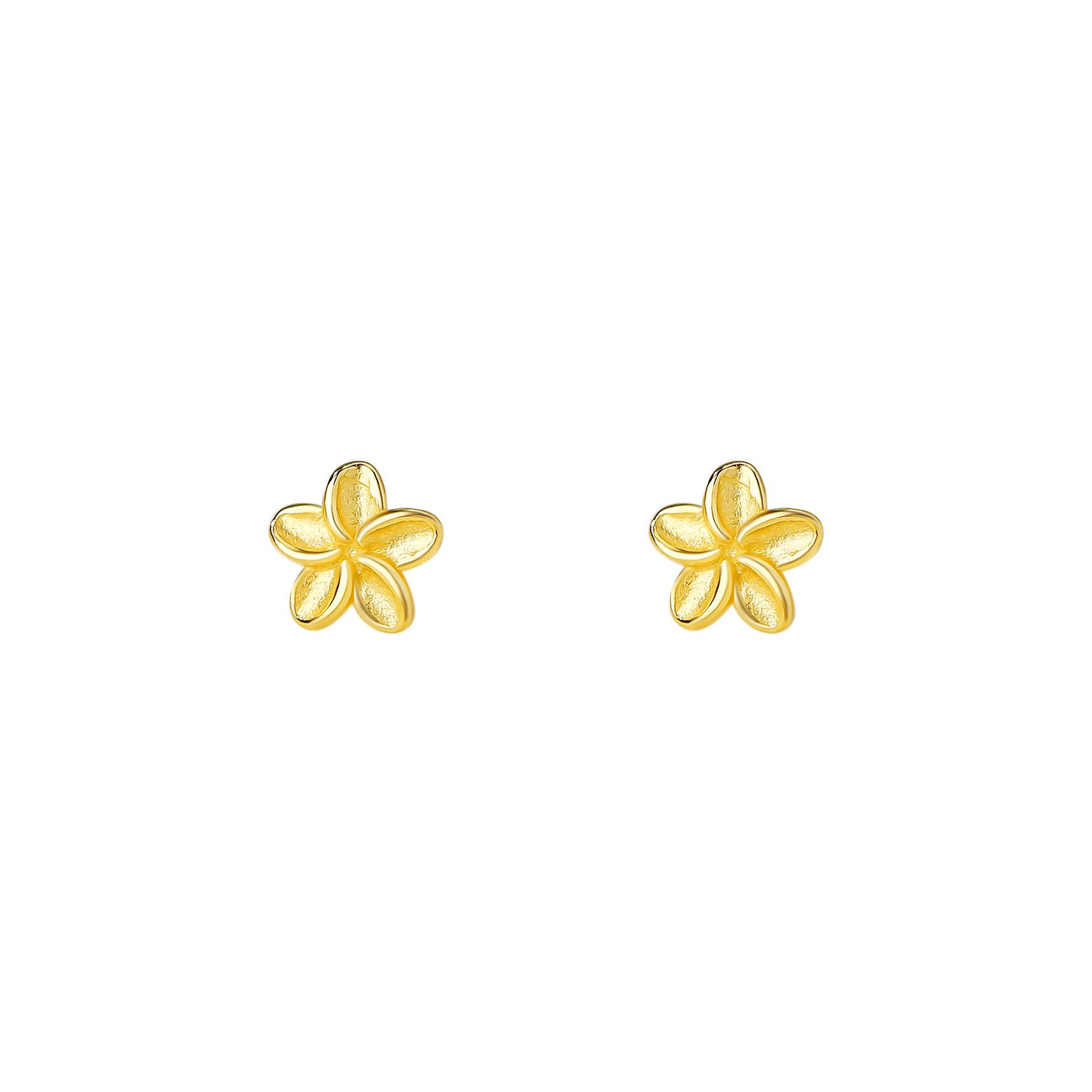 

Real 999 Sterling Silver Sweet Mini Flower Stud Earrings For Daughter Girls Birthday Gift Jewelry золотий