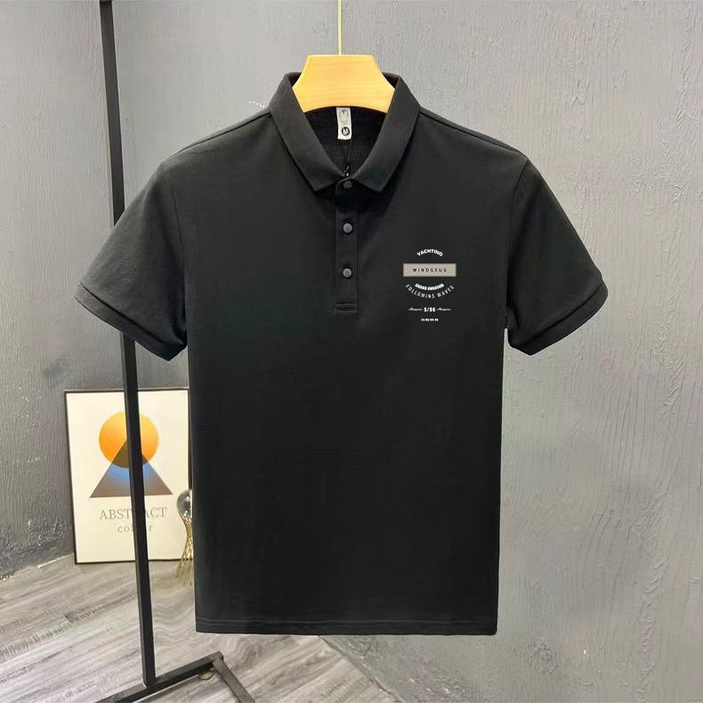 Men s Slim Fit Short-Sleeve Polo Shirt with Letter Print 3XL