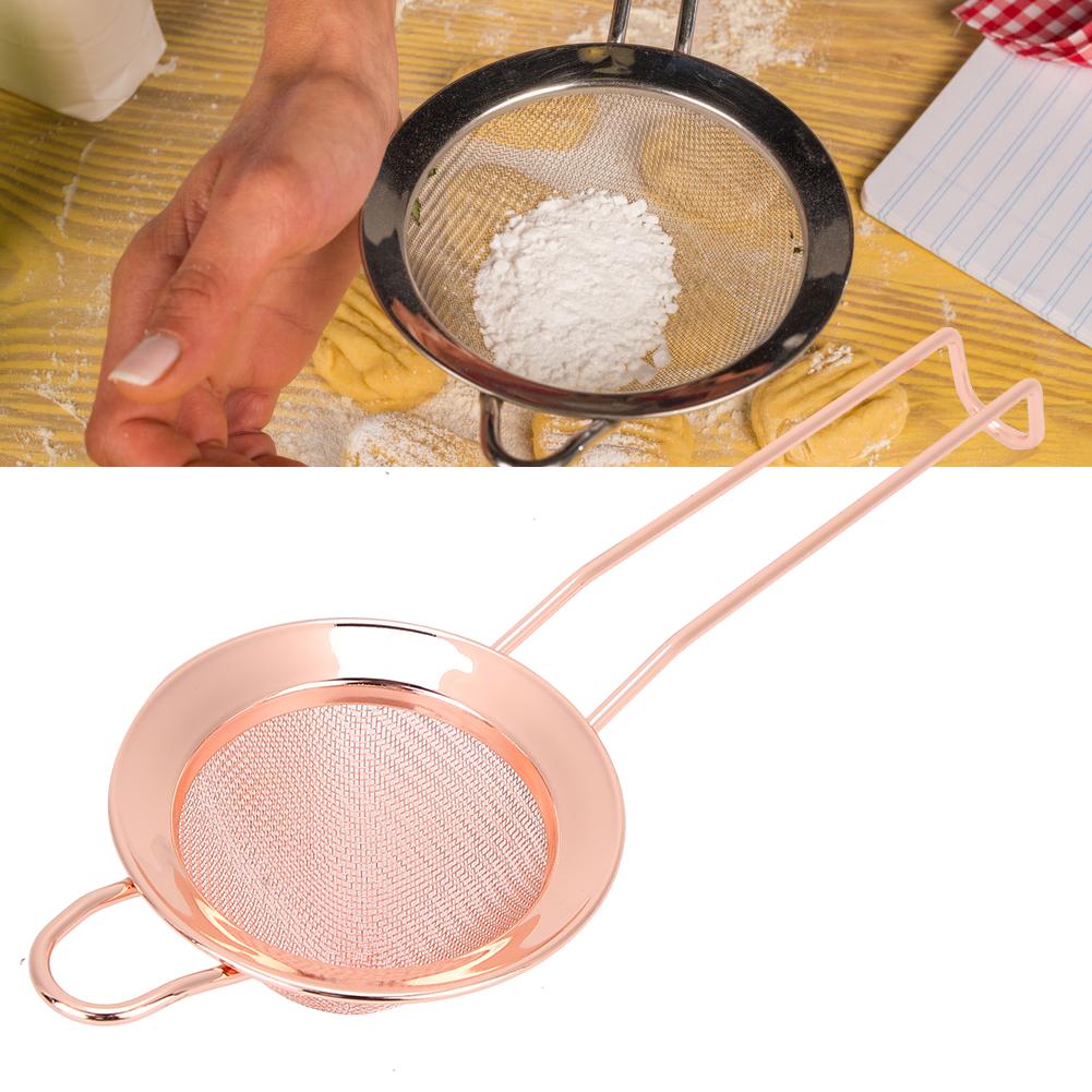 Stainless Steel Cone Shape Cake Powder Filter Cocktail Mesh Strainer Bar AccessoriesRose Gold