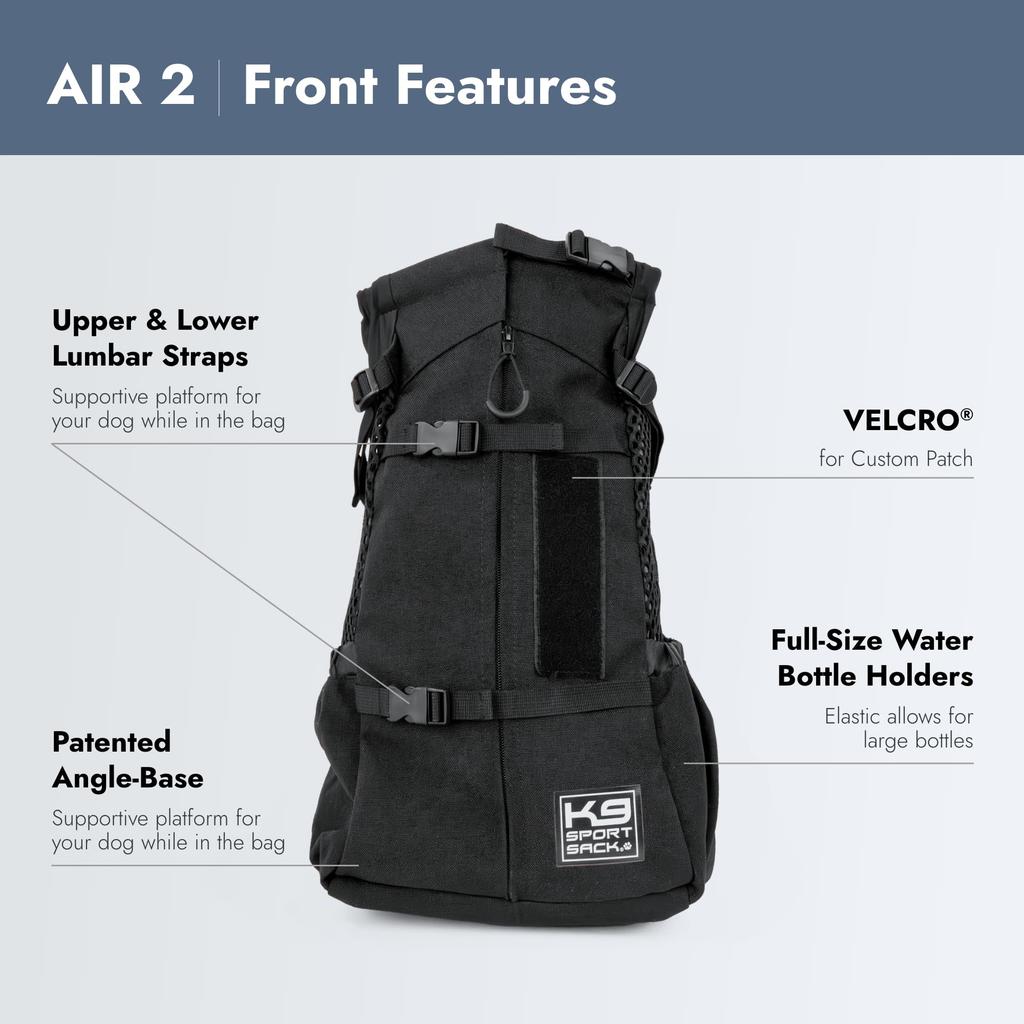 K9 Sport Sack Tragebeutel Rucksack für kleine und mittelgroße Haustiere mit Stauraum Verstellbar und belüftet Air Jet Katzen, Hunde, Tasche, (Extra Klein, - Schwarz)