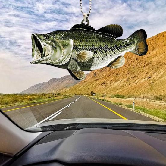 Creative Fish Car Hanging Pendant 2D Ornament Festive Ocean Theme Acrylic Rearview Mirror Decoration