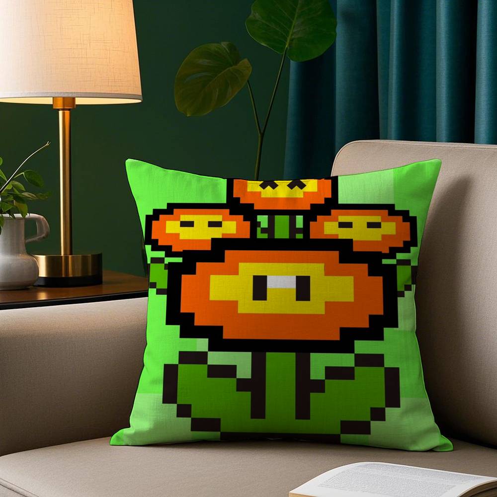 Cartoon M-MarioS Game Pillow Case Plush Fabric Soft Pillowcase Double Sided Print Sofa Cushion Cover Throw