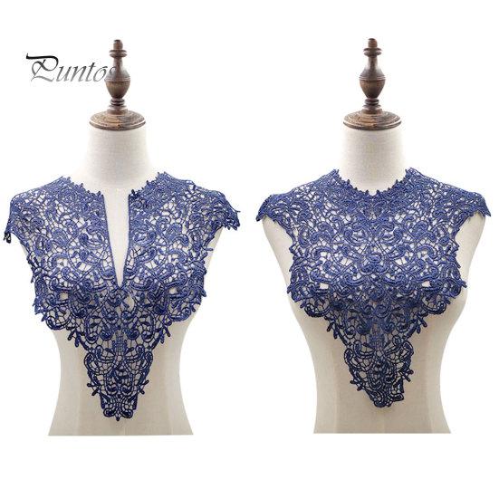 Spetsar Fake Collar Brodered Corsage Hollow Design Stora Blommor Avtagbar Fram/Back Krage Spets Applikation Kvinnlig Charm för syaffär