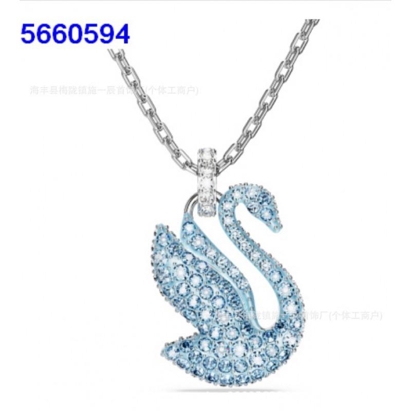 Womens Gradient Blue Swan Necklace Classic Clavicle Chain Fashion Jewelry