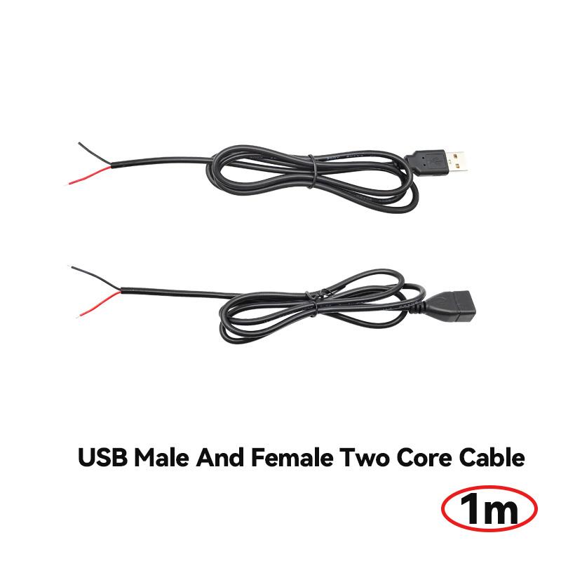 Copper USB Single Male Head Two Core Charging Cable Four Core Data Cable USB Connection Cable Tin Supply Cable Extension Cable